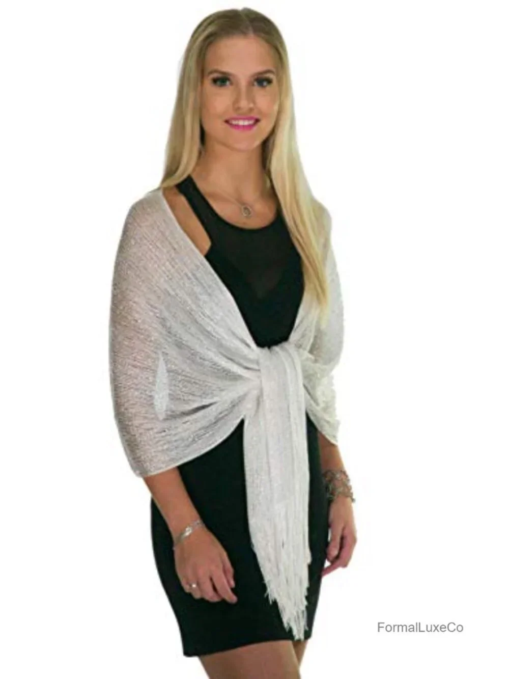 Metallic Glitter Shawl Wrap for Evening Dresses Wedding Party Accessory